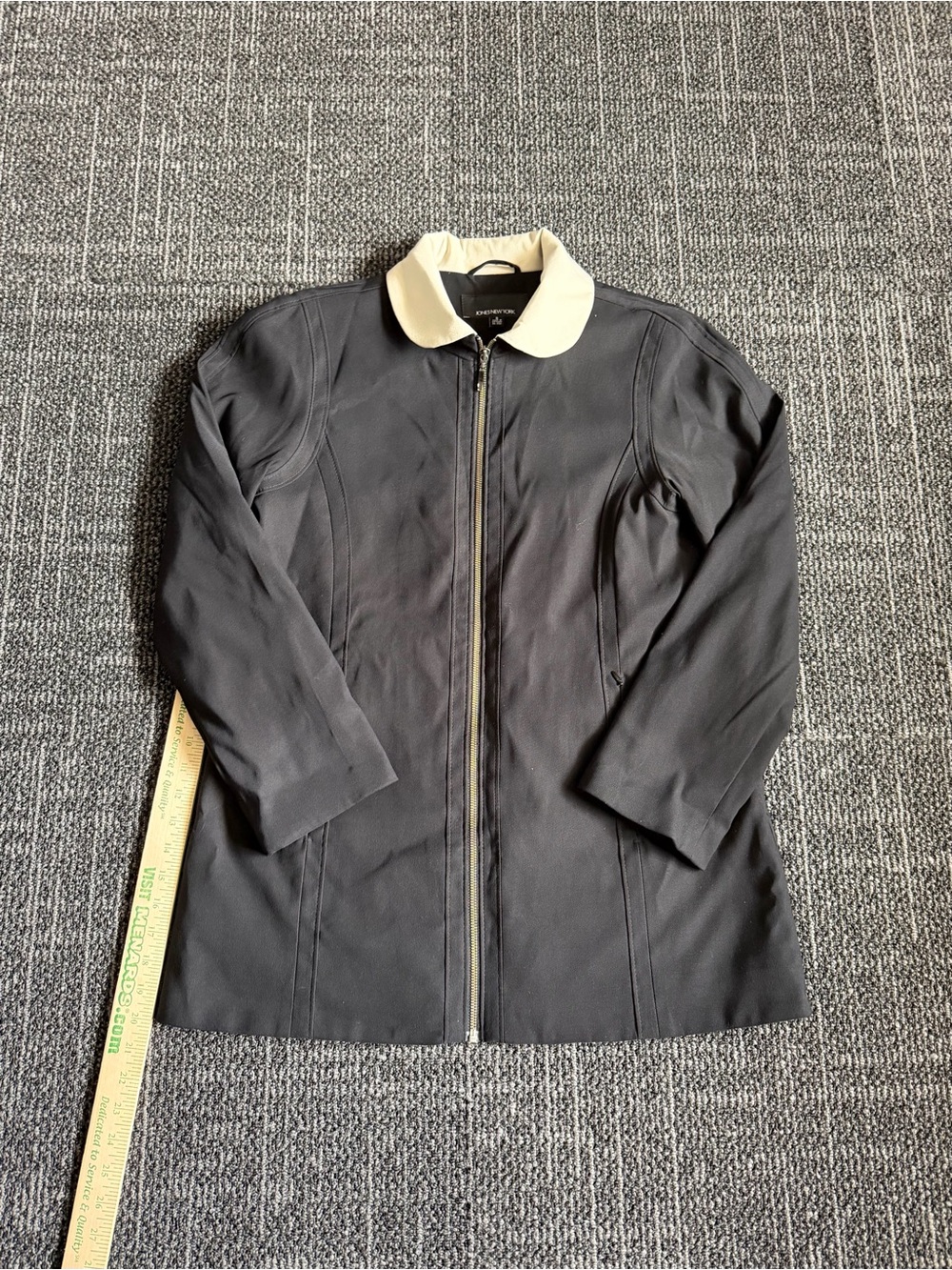 Jones New York Womens Black Mid Length Coat Jacket Sz Small